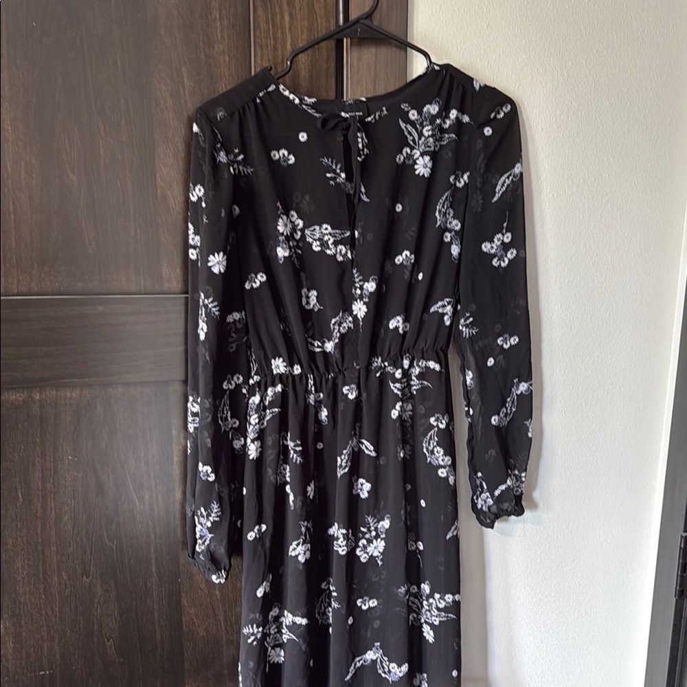 Elegant Sheer Black Floral Dress